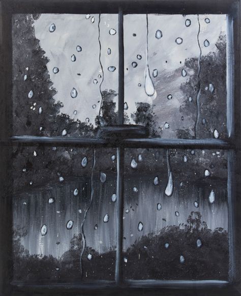 Background Drawing Ideas, Rain On Window, Japanese Window, Rain Tattoo, Drawing With Pencil, Rain Window, Window Illustration, Window Drawing, Messy Art