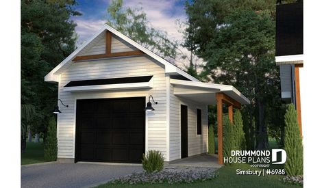 Detached Garage Designs, Renovation Plan, Garage Plans Detached, Covered Entry, Plan Garage, Backyard Garage, Garage Guest House, Drummond House Plans, Garage Addition