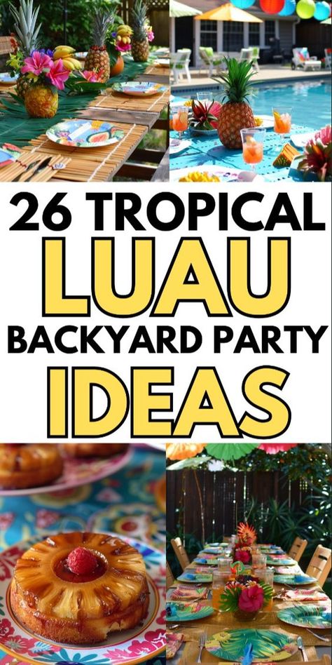 From food to games, decorations and more, we have the best luau party ideas to help you plan your next party. These 26 luau party ideas are sure to inspire, delicious recipes, party games, DIY decorations, you will find it all here. Hawaiian Theme Food, Party Games Diy, Adult Luau Party, Hawaiian Party Food, Luau Party Ideas, Hawaiian Themed Party, Luau Party Food, Coconut Aesthetic, Luau Party Invitations