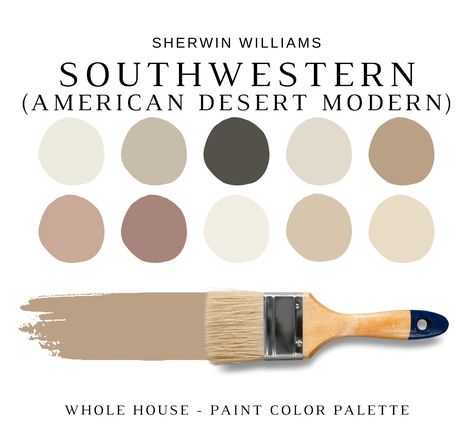 AMERICAN SOUTHWEST Sherwin Williams Color Palette, Earthy Color Palette, Warm Paint Colors, SEDONA Color Palette, Modern Desert Interiors - Etsy Southwestern Paint Colors, Southwest Paint Colors, Color Palette Earthy, Desert Interior, Color Palette Modern, Material Color Palette, Color Palette Warm, Sherwin Williams Color Palette, Warm Paint Colors