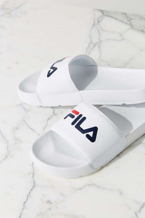 Fit girls will flock to these Fila pool slides that deserve major street cred. Fila Slippers, Nike Slippers, Pool Slide, Kayla Itsines, Shoes Platform, Hype Shoes, Slides Sandals, Cute Sandals, Slides Shoes