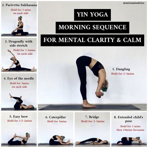 Yin yoga morning sequence Yoga Poses To Release Tension, Yin Yoga No Props, Yoga For Mental Clarity, Benefits Of Yin Yoga, Yin Yoga Class Sequence, Morning Yin Yoga, Yin Yoga Flow Sequence, Full Moon Yin Yoga Sequence, Yin Yoga Themes