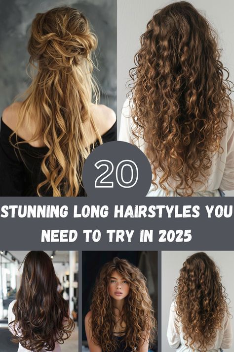 Transform your look with these 20 stunning long hairstyles in 2025. Find the perfect style that suits your personality and stay on-trend all year long. Easy Style For Long Hair, Long Hair For Pictures, Easy Hair Styles For Long Curly Hair, Long Hair Styles Formal, Hairstyle For Very Long Hair, Long Hairstyles 2024, Long Curly Hair Styles Natural, 2024 Long Hair Trends, Long Hair Styling Ideas