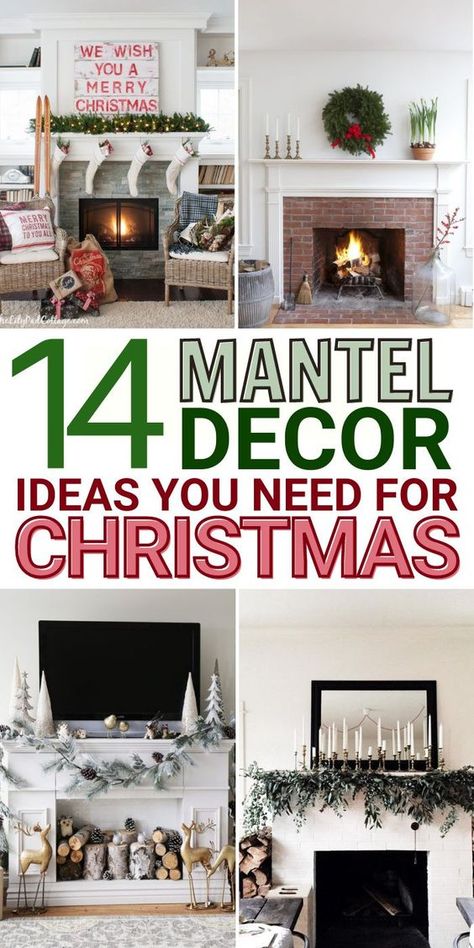 Christmas mantel decorations are a great way to create a festive focal point in any room. If you are in need of fireplace decor ideas for Christmas, you've come to the right place. Here are the best Christmas mantel decor ideas! #christmas #xmas #decor #homedecor #christmasdecor Mantle Ideas Fireplace, Christmas Mantles Ideas Fireplaces, Mantle Christmas Decor Ideas, Xmas Fireplace, Christmas Fireplace Mantels, Christmas Mantel Decor, Mantel Decor Ideas, Holiday Mantle, Fireplace Mantle Decor