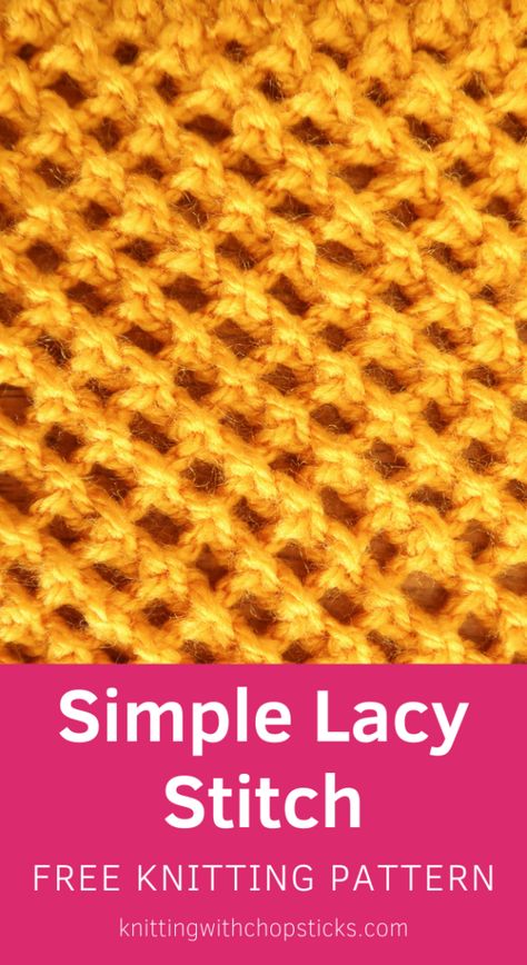 The Simple Lacy Stitch Knit Stitch Pattern | Knitting with Chopsticks Easy Blanket Knitting Patterns, Knitted Blanket Squares, Lace Knitting Stitches, Knitting Patterns Free Blanket, Lace Knitting Patterns, Pattern Knitting, Baby Blanket Knitting Pattern, Knitted Wit, Easy Knitting Patterns