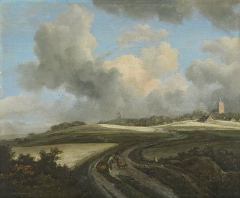 Jacob Isaacksz. van Ruisdael. Camino atravesando campos de trigo cerca del Zuider Zee Jacob Van Ruisdael, Baroque Artworks, Dutch Golden Age, Pastel Landscape, Baroque Art, Woodland Scene, Dutch Painters, Mountain Scene, Dutch Artists