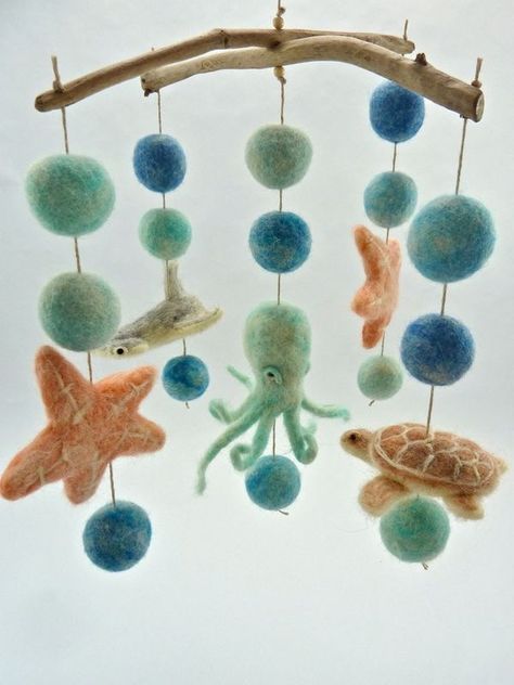 Fish Mobile, Felt Fish, Needle Felting Ideas, Selling Handmade Items, Felt Mobile, Fish Sea, Felting Ideas, Star Fish, Needle Felting Projects