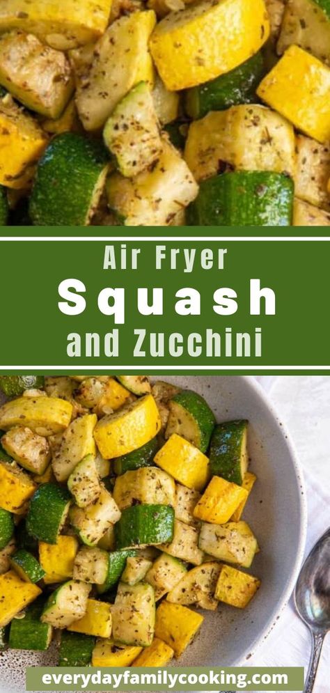 Air fryer squash and zucchini are cut into delicious bite-sized pieces and seasoned to perfection! Perfect to serve as a healthy side or as the base for your main course. Air Fryer Squash And Zucchini, Air Fryer Squash, Foods To Lower Cholesterol, Zucchini Side Dish, Squash Zucchini Recipes, Zucchini Side Dish Recipes, Squash And Zucchini, Zucchini Side Dishes, Squash Zucchini