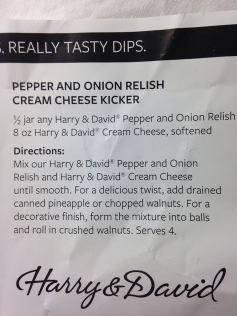 Harry And David Dip, Pepper Jelly Dip, Harry And David, Harry & David, Pepper Jelly, Onion Relish, Peppers And Onions, Yummy Dips, Relish