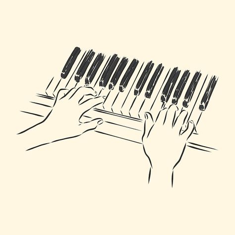 Hands On Piano Drawing, Hands Playing Piano, Main Piano, Piano Sketch, Piano Vector, Piano Illustration, Piano Drawing, Piano Hands, Hands Drawing