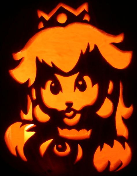 ☆ Sweet Peach Pumpkin :¦: By Johwee ☆ Princess Peach Pumpkin, Jack O Lantern Scary, Halloween Pumpkin Carving Ideas, Cat Pumpkin Carving, Princess Pumpkin, Halloween Pumpkin Carving, Scary Halloween Pumpkins, Halloween Pumpkin Carving Stencils, Carving Stencils