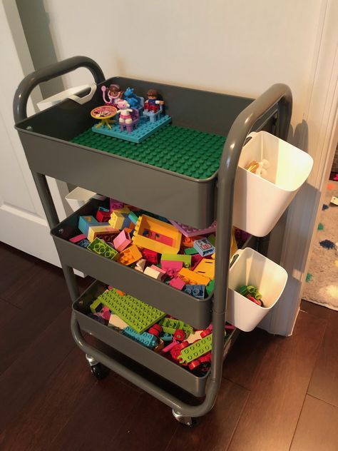 Raskog LEGO Table Lego Storage Cart, Lego Cart, Kids Art Cart, Art Trolley, 3 Tier Cart, Ikea Boys Bedroom, Ikea Trolley, Geek Furniture, Brothers Bedroom