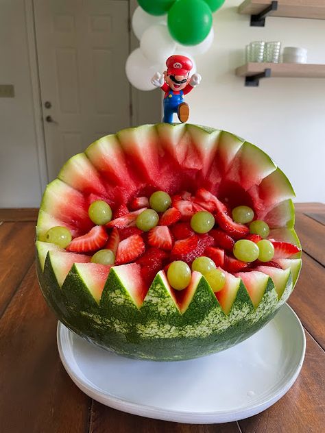 Mario Bros Birthday Mario Watermelon, Best Birthday Themes, Birthday My Son, Mario Level, Watermelon Fruit Bowls, Skateboard Party, Mario Theme, Mario Cake, Mario Bros Birthday