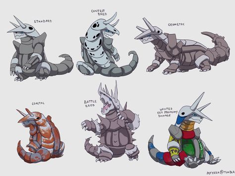 Aggron Variations by NimbusOwl49 on DeviantArt Regional Fakemon, Pokémon Fusions, Fakemon Ideas, Pokémon Fanart, Pokemon Breeds, Ash Pokemon, Pokemon Oc, Pokemon Pokedex, Pokemon Images