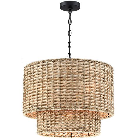 Bay Isle Home Lannister 4 - Light Dimmable Chandelier & Reviews - Wayfair Canada Rattan Chandelier, Drum Pendant Lighting, Rattan Shades, Room Refresh, Traditional Style Decor, Rattan Pendant Light, Geometric Chandelier, Drum Chandelier, Drum Pendant