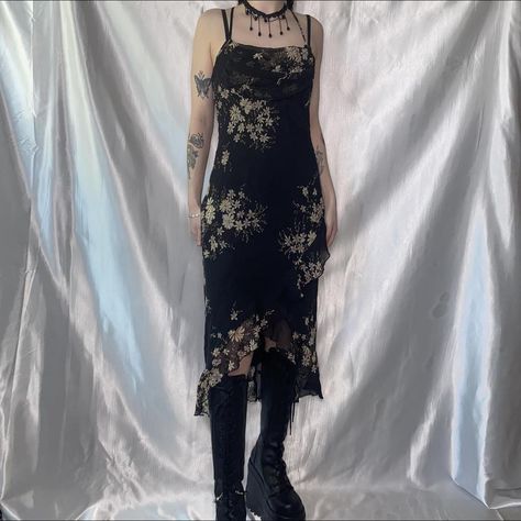 vintage 90’s gothic romance dress — vintage 90’s... - Depop Gothic Romance, Dark Fairy, Vintage Dresses, Romance, Midi Dress, Fashion Inspo, Floral, Clothes