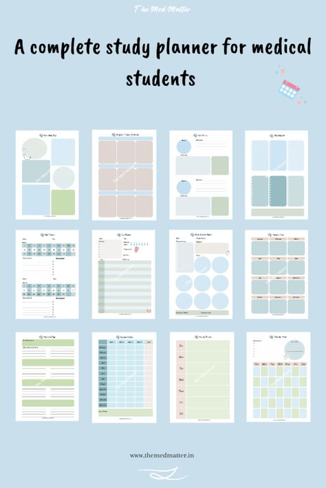 The All Round Digital Planner for MBBS Medical Students - The Med Matter | Printable Planner by  Jacqueline Crawford Medical Student Planner, Study Planner Free, Homeschool Student Planner, Study Planner Printable Free, Student Daily Planner, Medical Planner, Exam Planner, Student Weekly Planner, Study Medicine