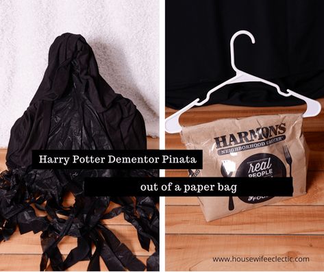 Harry Potter Dementor Paper Bag Pinata - Housewife Eclectic Paper Bag Pinata, Harry Potter Dementors, Harry Potter Theme Birthday, Harry Potter 9, Harry Potter Halloween Party, Cumpleaños Harry Potter, Harry Potter Bday, Harry Potter Classroom, Harry Potter Theme Party