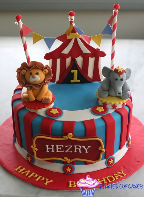 Circus Cake Carnival Birthday Cakes, Circus Birthday Cake, Circus Theme Cakes, Circus Cakes, Circus 1st Birthdays, Carnival Cakes, Circus Birthday Party Theme, Carnival Birthday Party Theme, Circus Cake