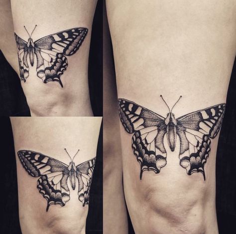 Butterfly knee tattoo Butterfly Above Knee Tattoo, Butterfly Knee Tattoo, Tattoo Knee, Mens Butterfly Tattoo, Monarch Butterfly Tattoo, Simple Butterfly Tattoo, Knee Tattoos, Butterfly Tattoo Stencil, Unique Butterfly Tattoos