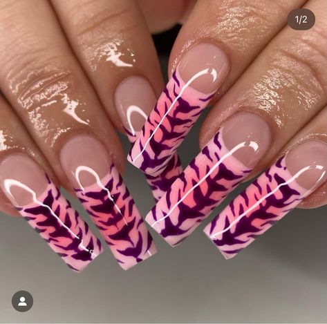 Pink Tiger Nails, Tiger Nails Designs, Tiger Print Nails, Claw Nails Designs, Tiger Nails, Ongles Nails, Pink Tiger, Claw Nails, Print Nails