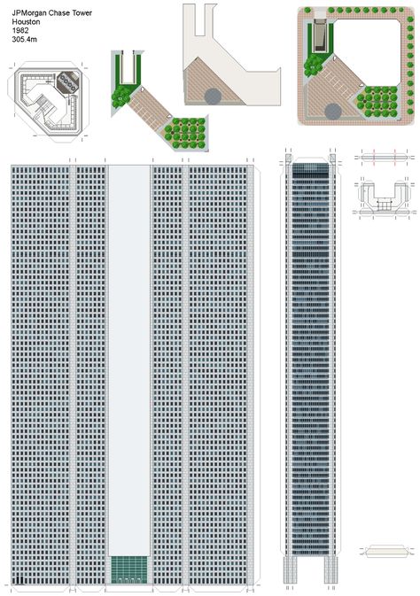 ginseng's paper models - SkyscraperCity Skyscraper Model, Paper Models House, Paper House Template, World Trade Center Nyc, Scale Model Building, House Template, Paper Toys Template, Building Roof, Architecture Concept Drawings