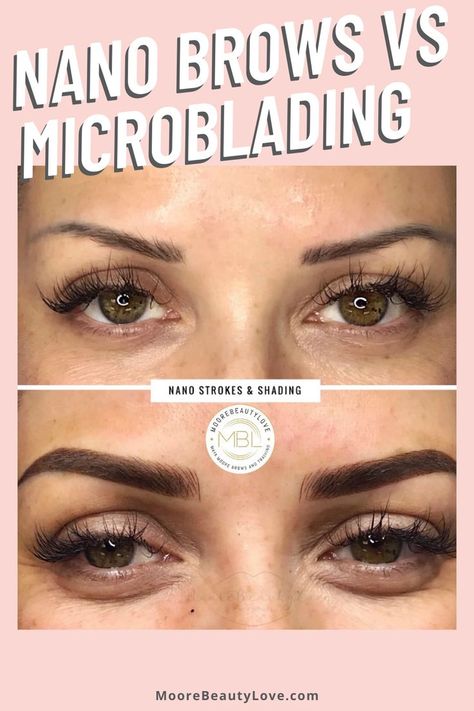 PMU artists: Have you considered nano brows as a better option vs microblading brows? This post will go over the differences and help you decide which is best. Nano Brows Vs Microblading, Powder Brows Vs Microblading, Nano Brows Before And After, Microblading Training, Nano Brows, Nano Machine, Eyebrow Design, Microblading Eyebrows, Healing Process