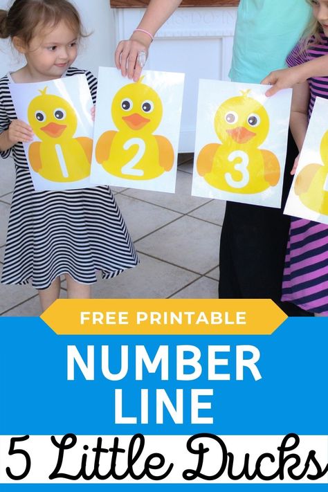 Number Line Activity, Counting To 5, 5 Little Ducks, Farm Activities Preschool, Number Line Activities, Five Little Ducks, Number Activities Preschool, Gross Motor Activity, Math Activities For Kids