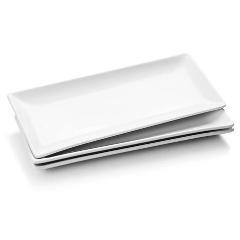 PRICES MAY VARY. Large Serving Platters - Each serving tray measures 36x15 cm(14''x6'',Weight: 0.95 kg per piece), providing ample space for your favorite dishes. Their large size allows for generous servings, perfect for entertaining guests and serving family-style meals. Versatile Usage - Perfect for serving appetizers, main courses, desserts, buffets, snacks, steaks, fruits and more! Simple and timeless design effortlessly complements any kitchen decor, these party platters are ideal for both Rectangle Plates, Large Serving Trays, Family Style Meals, Appetizer Plates Set, Beef Salad, Steak And Seafood, Platter Set, Ceramic Platters, Party Platters