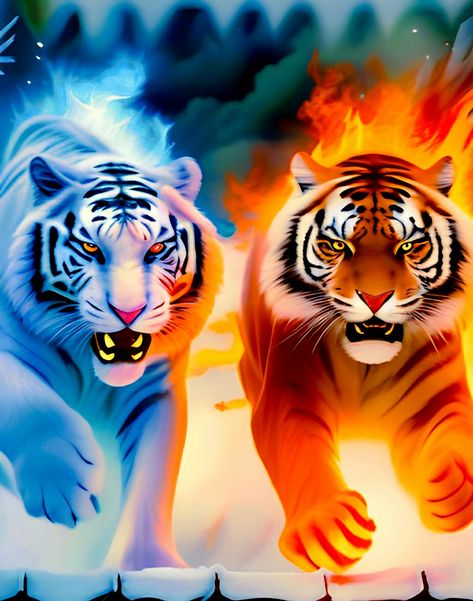 Ice and fire tiger Fire Tiger, Fire Wallpaper, Cats Family, Ice And Fire, Cat Family, Cheetahs, Tigers, Wallpapers