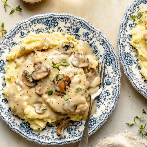 Groovy Skillet Chicken with Mushroom Gravy | Ambitious Kitchen Chicken With Mushroom Gravy, Chicken With Mushroom, Ambitious Kitchen, Seasonal Cooking, One Skillet Meals, With Mashed Potatoes, Homemade Gravy, How To Cook Mushrooms, Mushroom Gravy