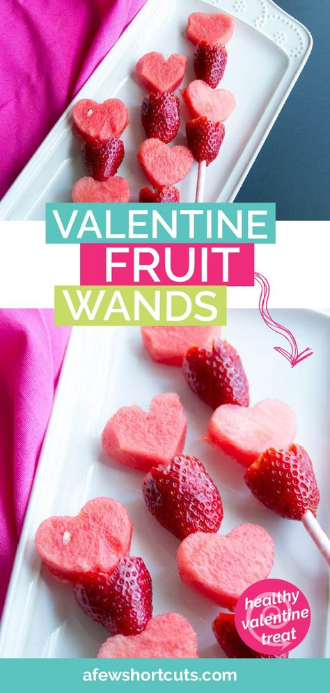 Valentines Day Party For Kids, Fruit Wands, Valentines Party Food, Valentines Bricolage, Valentines Snacks, Day Party Ideas, Healthy Valentines, Valentinstag Party, Valentine Desserts