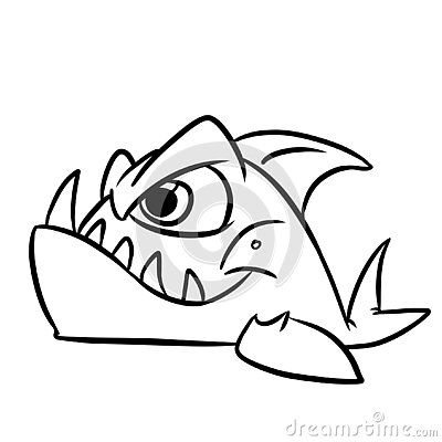 Pirhana Fish Drawing, Piranha Drawing, Piranha Fish Art, Cartoon Fish Drawing, Dangerous Drawing, Piranha Tattoo, Dangerous Fish, Piranha Fish, Alice In Wonderland Drawings