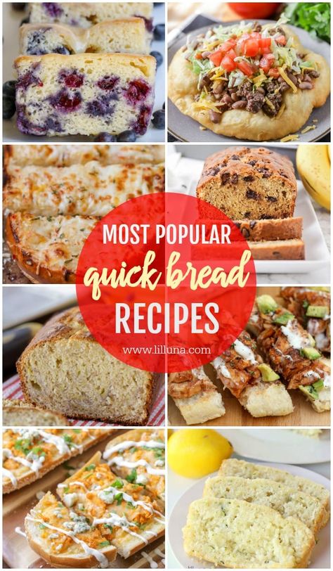 25+ BEST Quick Bread Recipes | Lil' Luna Easiest Bread Recipe No Yeast, Savory Bread Recipe, Quick Bread Recipes Easy, Homemade Bread Recipes Easy, Yeast Bread Recipes, Biscuit Bread, Best Bread Recipe, Bread Machine Recipes, Quick Bread Recipes