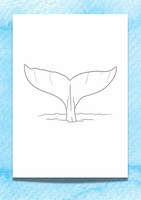 Whale Tail Drawing, Simple Whale Drawing, Easy Whale Drawing, Whale Tail Painting, Whales Drawing, Whale Template, Leo Drawing, Whale Clip Art, Drawing Whale