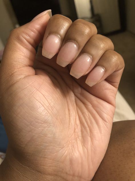 New ballerina/coffin shape. Short  Loving the new shape. Short Nails Long Fingers, Short Curved Nails Coffin, Coffin Deep C Nails Short, Short Coffin Shape Nails Christmas, Balarina Nails Medium, Short Ballerina Acrylic Nails, Ballerina Short Nails, Short Coffin Nails Fall, Coffin Natural Nails