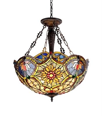 CHLOE Lighting CH33270VB21-UH3 Inverted Ceiling Pendant Fixture "REBECCA" Victorian Ceiling, Tiffany Style Lighting, Tiffany Lamp, Hanging Pendant Lamp, Bowl Pendant, Bronze Patina, Pendant Fixture, Glass Ceiling Lights, Tiffany Lamps