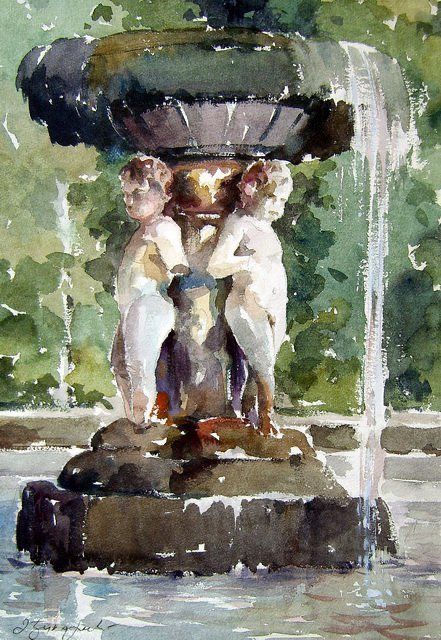 Classical Watercolor Paintings, Dusan Djukaric Watercolors, Dusan Djukaric, Watercolor Architecture, Watercolour Inspiration, Watercolor Painting Techniques, Watercolor Landscape Paintings, Watercolor Inspiration, Painting Art Projects