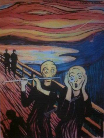 Flute Memes, Scream Parody, Scream Painting, The Magic Flute, Band Jokes, Music Jokes, Flute Sheet Music, Native American Flute, Expressionist Artists