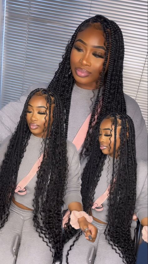 Knotless Goddess Box Braids Medium Box Braids Long, Black Women Hair Ideas, Long Goddess Braids, Knotless Goddess Box Braids, Knotless Braids Goddess, Protective Hairstyles For Black Women, Knotless Goddess Braids, Vacation Hairstyles, Birthday Hairstyles