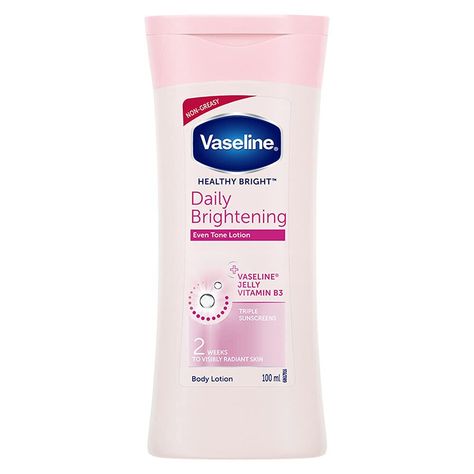 Vaseline Moisturised Body Lotion Soft & Smooth Even Tone Skin 100ml This product data sheet is originally written in English. Description Gives you healthy and glowing skin in 2 weeks Fast absorbing , non-sticky lotion ideal for use throughout the year Contains Vitamin B3 and Triple Sunscreens, the lotion visibly brightens dull, dry skin Absorbs deeply (within epidermis) to moisturize and help heal dry skin from within Helps repair skin damage and leaves skin smooth and moisturized Suitable for all skin types Item will be send by ordinary registered airmail service (India Post) which may take 10  to 15 days but  we assume maximum 28 business days  for deliver it . You will have to sing on delivery at the time of receiving item As per the item weight and country location.      RETURN POLICY Even Tone Skin, Brightening Body Lotion, Vaseline Jelly, Tone Face, Healing Dry Skin, Tone Skin, Free Stuff By Mail, Body Sunscreen, Vitamin B3