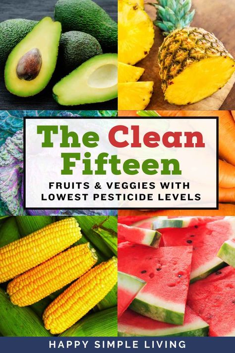 The Clean Fifteen is an annual list produced by the Environmental Working Group of the 15 conventionally grown fruits and vegetables with the lowest pesticide levels. If you're trying to eat well and also save money on groceries, you may not need to buy the organic versions of the produce on this list. Clean 15, Save Money On Groceries, Eat Well, Simple Living, Fruits And Vegetables, Save Money