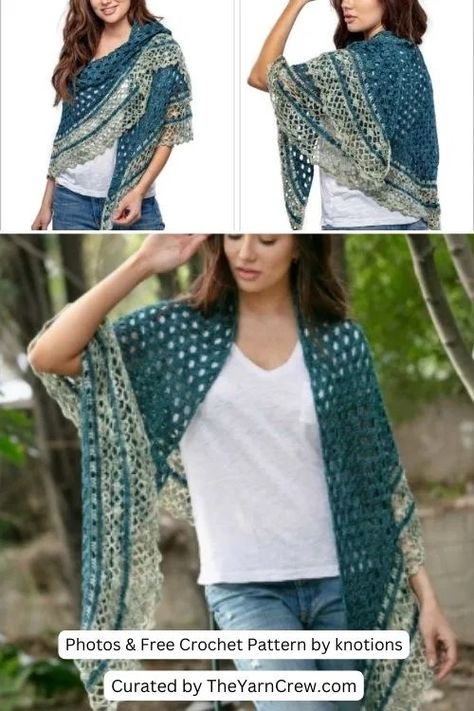 Find your summer shawl pattern here. Check out the entire collection of crochet patterns. Crochet patterns curated by TheYarnCrew. Summer Shawl Crochet Pattern Free, Summer Crochet Patterns Free, Crochet Shaw, Lacy Shawl, Cowl Patterns, Bobble Stitch Crochet, Broomstick Lace, Boho Shawl, Summer Shawl