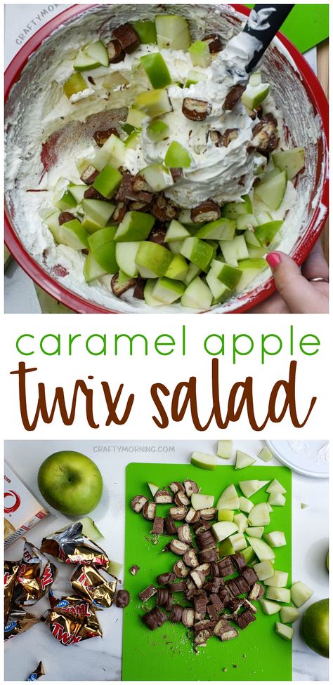 Twix Salad, Caramel Apple Salad, Cool Whip Desserts, Caramel Treats, Crafty Morning, Potluck Desserts, Resep Salad, Dessert Party, Pot Luck