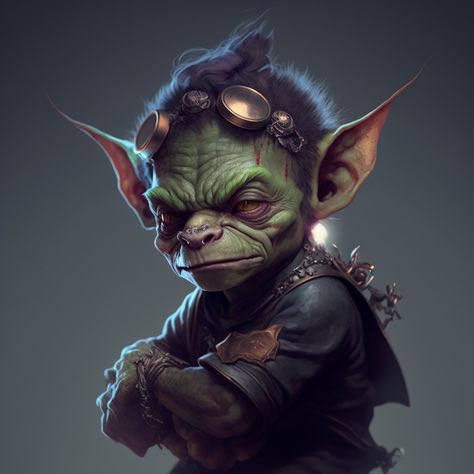 Old Goblin Dnd, Goblin Engineer, Goblin Alchemist, Goblin Artificer, Goblin Art, Pathfinder Character, Dnd Races, Creature Artwork, Fantasy Beasts