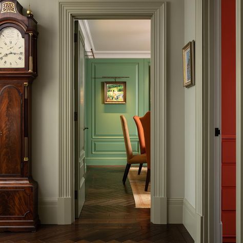 Lucy Wood on Instagram: "A few of our favourite shots from a recent shoot with @dnbutlr in Hertfordshire. The first is a view from this new home‘s Entrance Hall…" Herringbone Floor, Skirting Boards, Parquet Flooring, World Of Interiors, Entrance Hall, Elle Decor, House Inspo, House Colors, Wood Floors