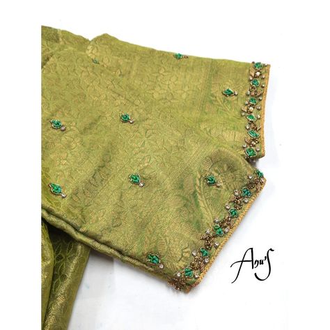 aari work blouse Pista Green Aari Work Blouse, Thread Aari Work Designs, Simple Thread Work Blouse Designs Latest, Thread Work Embroidery Blouse, Aari Thread Work Blouse Designs, Simple Aari Thread Work Blouse Design, Only Thread Work Blouse Designs, Thread Aari Work, Thread Work Blouse Designs