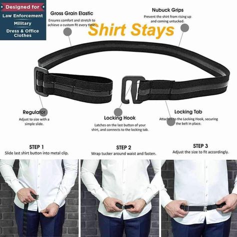 Shirt Stays – TrendRockers Shirt Holder, Shirt Tuck, Belt Shirt, Shirt Tucked In, Shirt Stays, How To Look Handsome, The Office Shirts, Belt Design, Fashion Belts