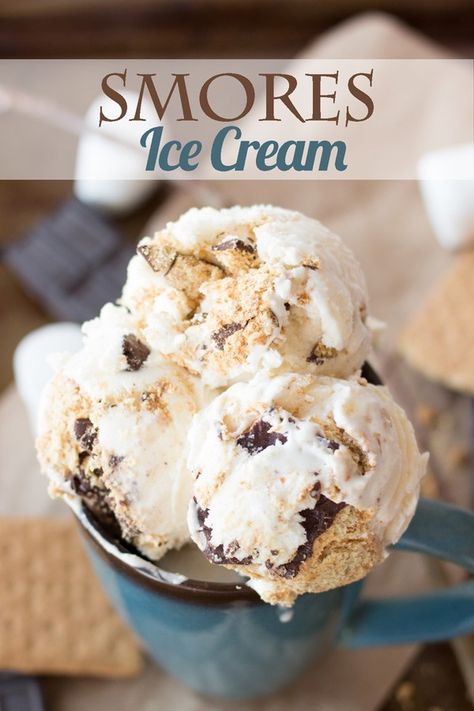 Smores Ice Cream - Beautiful Life and Home Kitchen Aid Ice Cream, Smores Ice Cream, Ice Cream Inspiration, Ice Cream Recipes Machine, Cuisinart Ice Cream, Ice Cream Maker Recipes, Going Camping, Homemade Ice Cream Recipes, Desserts Vegan