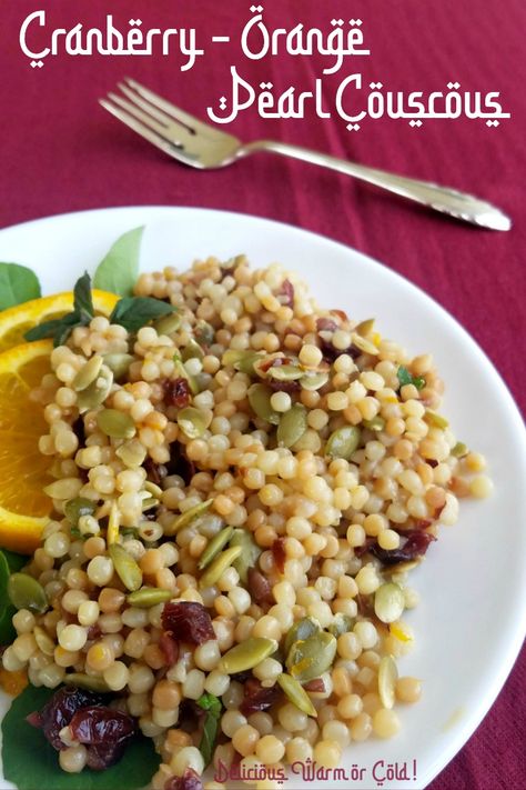 Sweet-tart cranberries combine with fresh orange in this simple, versatile couscous dish. Serve it warm as a side dish or cold as a salad: either way, Cranberry Orange Pearl Couscous is a perfect complement to any light meal! #cranberries #driedcranberries #couscous #couscousrecipe #couscoussalad #couscousside  #sidedish #vegetarian #couscous #vegetables #vegetarianrecipes #grains Couscous Vegetables, Vegetarian Couscous, Ground Beef Healthy, Pearl Couscous Recipes, Couscous Dishes, Healthy Slow Cooker Recipes, Pearl Couscous Salad, Savory Sides, Pearl Couscous